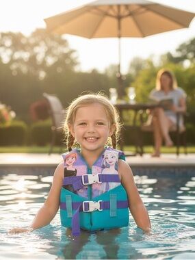 Disney Kids Life Jacket in Teal and Purple with Frozen Characters